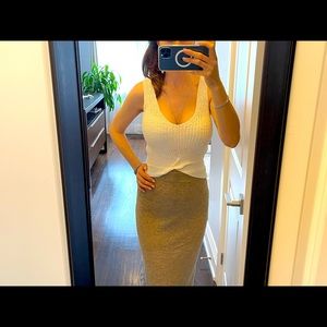 Knit tank top in cream/white